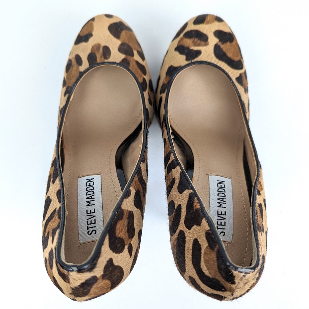 Steve Madden Bevv Leopard Platform Stiletto Heels Patent Leather Mob Wife 6.5 - Picture 9 of 16